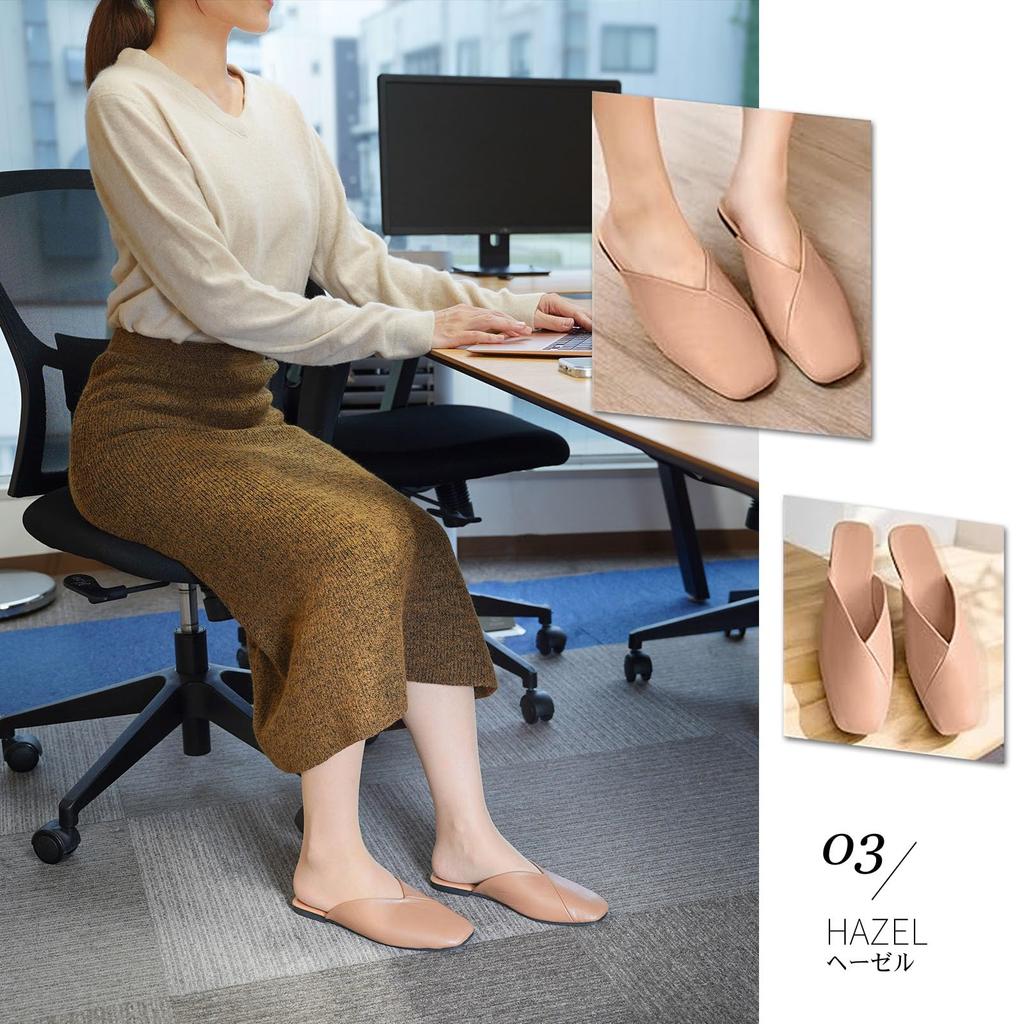 Luxphoria Office Slippers with Toe Nail Office and Indoor Shoes Size Women's Protection, Slippers, Sandals, (Onyx Black) / 24.0cm