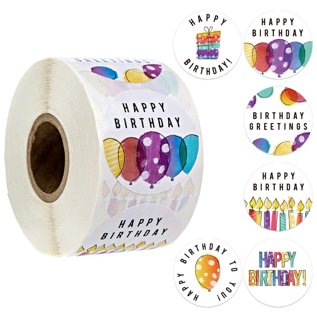 1,5 Zoll Alles Gute zum Geburtstag Aufkleber Etiketten 500 Stück Selbstklebende Dekorationsanhänger für Zubehör Gastgeschenke