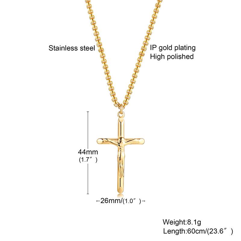 Jesus Crucifix Cross Pendant Necklace for Men Stainless Steel Dainty Everyday Street Style Male Jewelry