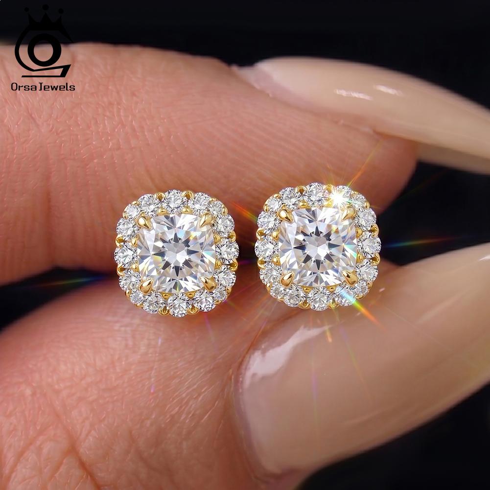 ORSA JEWELS Exquisite 925 Sterling Silver D Color Full Moissanite Diamand Earrings for Women Luxury Wedding Fine Jewelry MOE26
