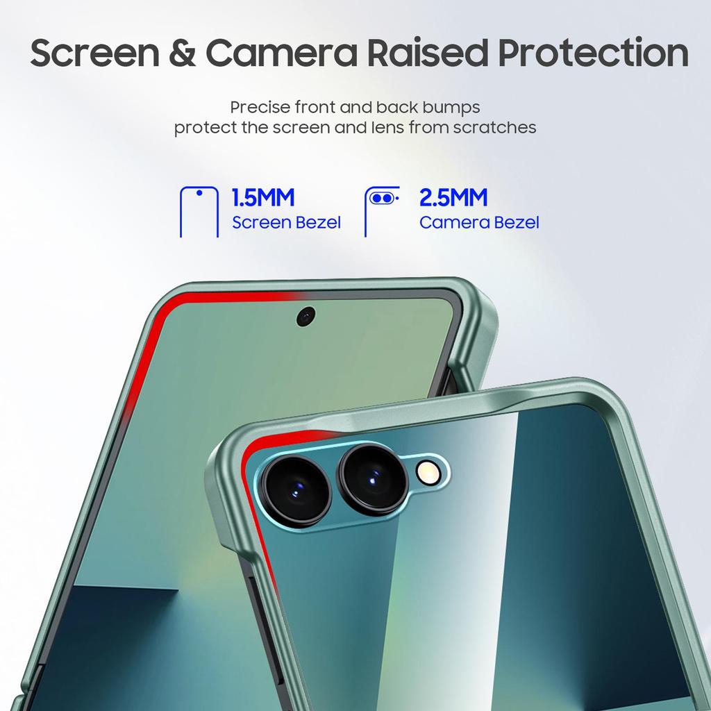 Schutzhülle für Samsung Galaxy Z Flip 7 mit Kartenhalter (RFID-Blockierung), Scharnierschutz und HD-Displayschutzfolie, robuste, kratzfeste Schutzhülle – Mintgrün