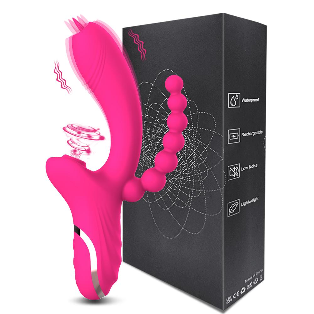 3 In 1 Clit Sucker Dildo Vibrator for Women Clitoris G Spot Tongue Licking Vacuum Stimulator Adult Goods for Female Sex Toys