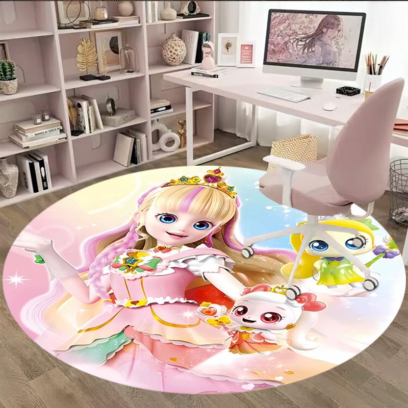 1pc Catch Teenieping Magic Sweethear (3) Print Round Carpet Chair Round Carpet Suitable for Bedroom Living Room Home Decorative Carpet