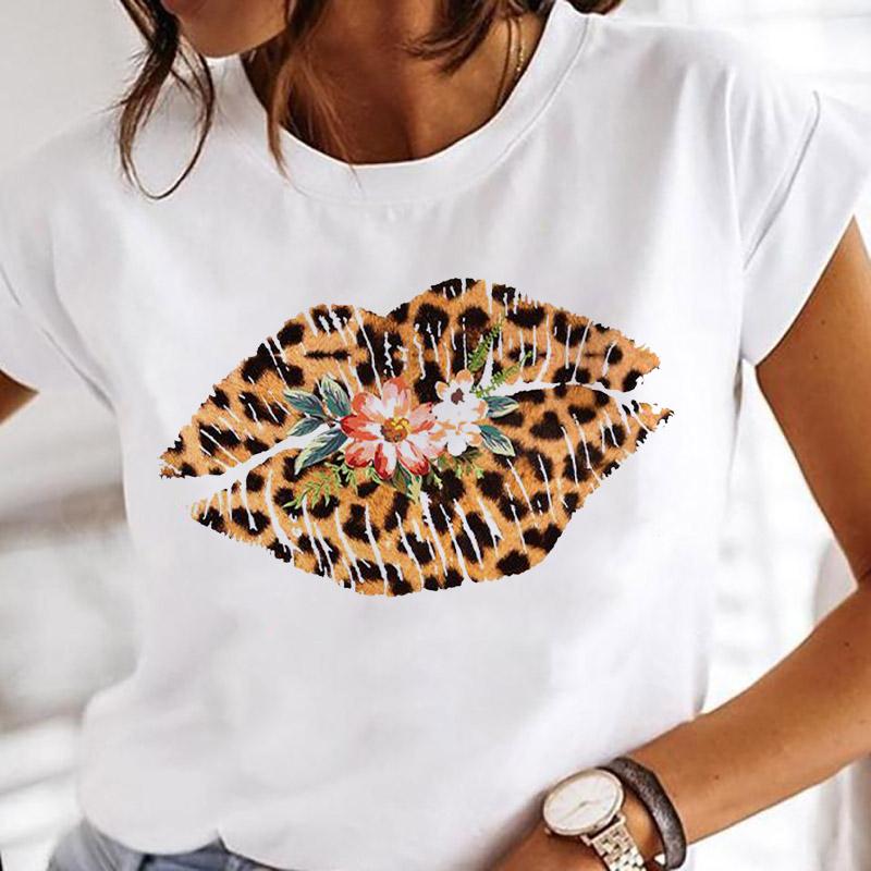 Women Printing Clothes Custom T-Shirt Watercolor Cute Tops Tshirt Short Sleeve Cartoon Heart Print Female Graphic O-Neck Tees