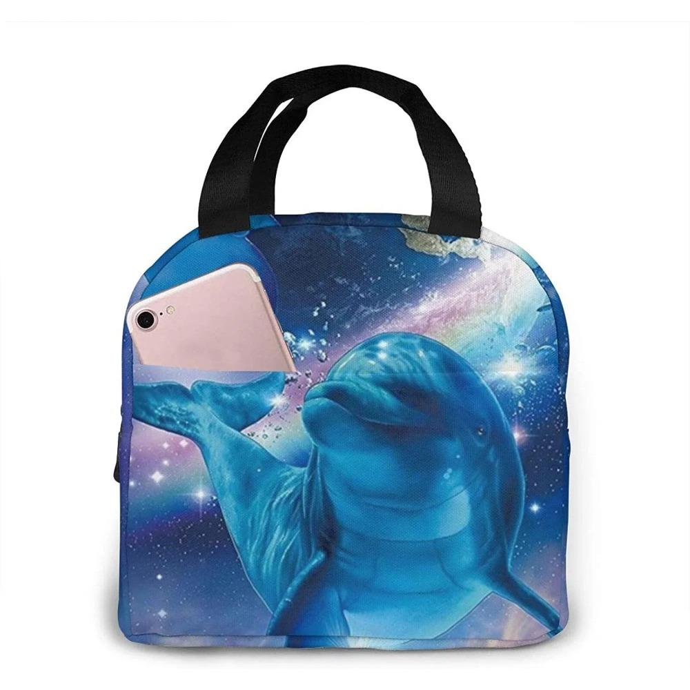Dolphin Lunch Box for Kids Boys Girls Reusable Lunch Tote Bags, Perfect for School/Camping/Hiking/Picnic/Beach/Travel