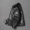 Chinese Size Classical 1940 Style Men Leather Jacket Uncoated Cracked Goatskin Leather Soft Slim Spring Autumn