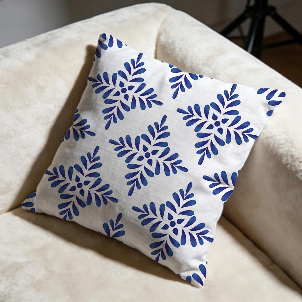 Blue and White Porcelain Cushion Cover Soft Decorative Pillow Case Suitable for Bedroom Sofa Car Travel Use