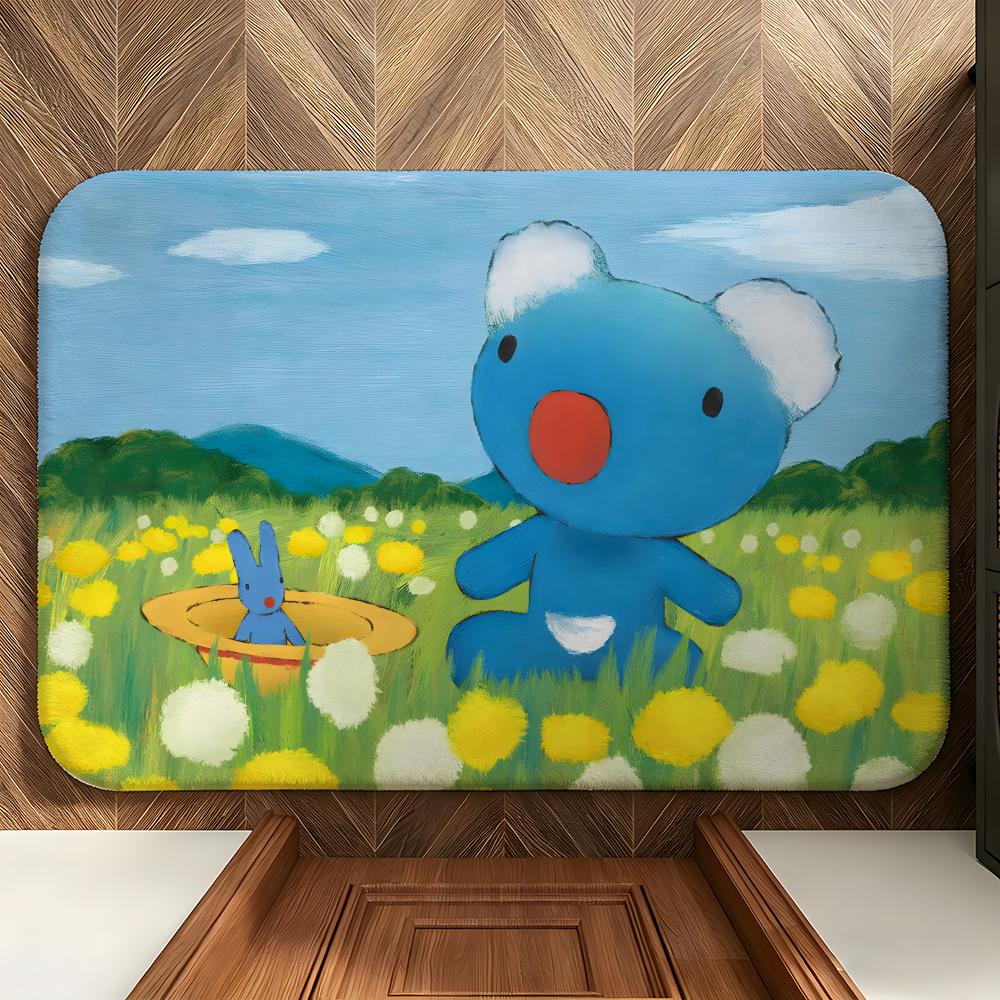 Cartoon PPenelope The Blue Koala Floor Mat Soft Flannel Floor Mat Suitable for Entryways, Living Rooms, Bedrooms, and Bathrooms