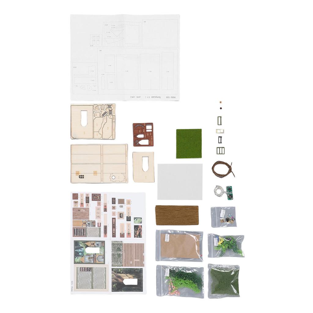 Kit Casă DIY cu Bandă Luminoasă Deschidere Închidere Casă Miniatură din Lemn Kit de Asamblare Masă