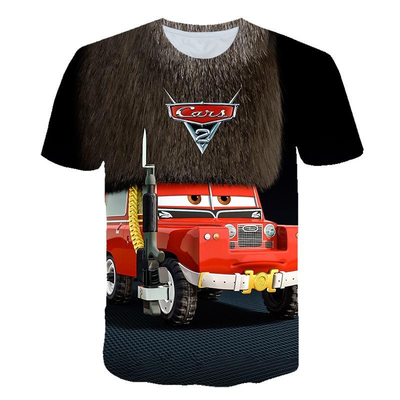 2024 new sports, short sleeves, animation, racing story 3D digital printing children's T-shirt
