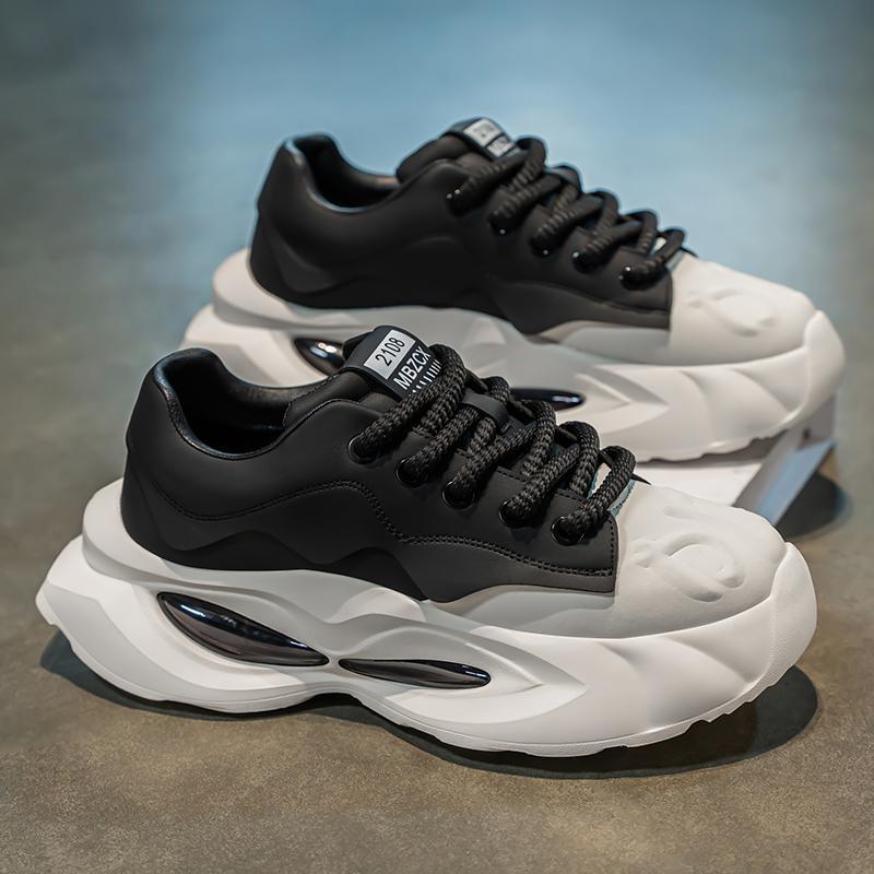 

European station men s shoes 2025 spring new thick-soled air cushion heightening sports dad shoes men s comfortable casual trendy shoes 44