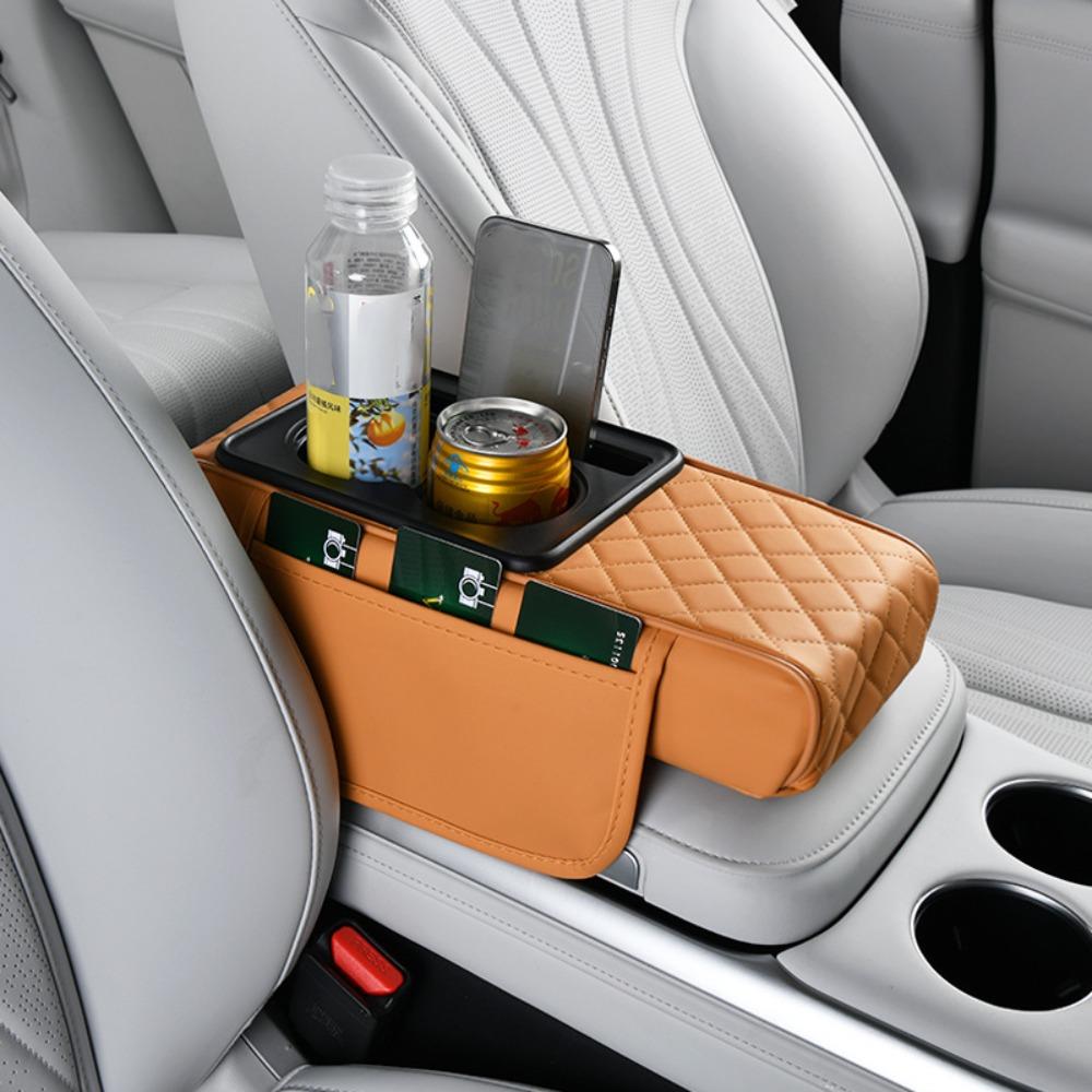 

PU Leather Armrest Pad Portable Car Armrest Pillow Durable Storage Box Car