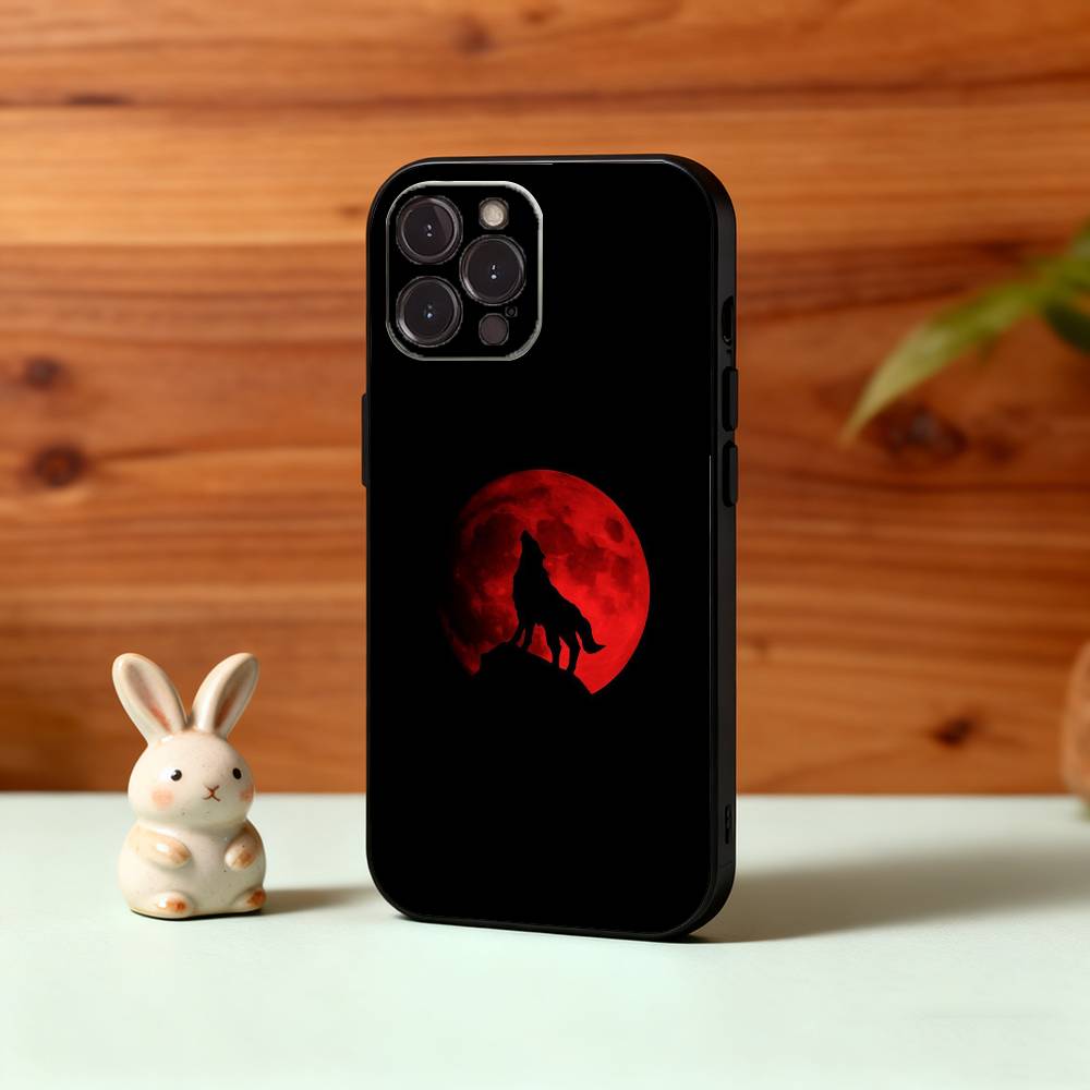 1pc Wolf Phone Case For iPhone17,16,15,14,13,12Plus,Pro Max,XS,5G Soft Silicone Black Cover