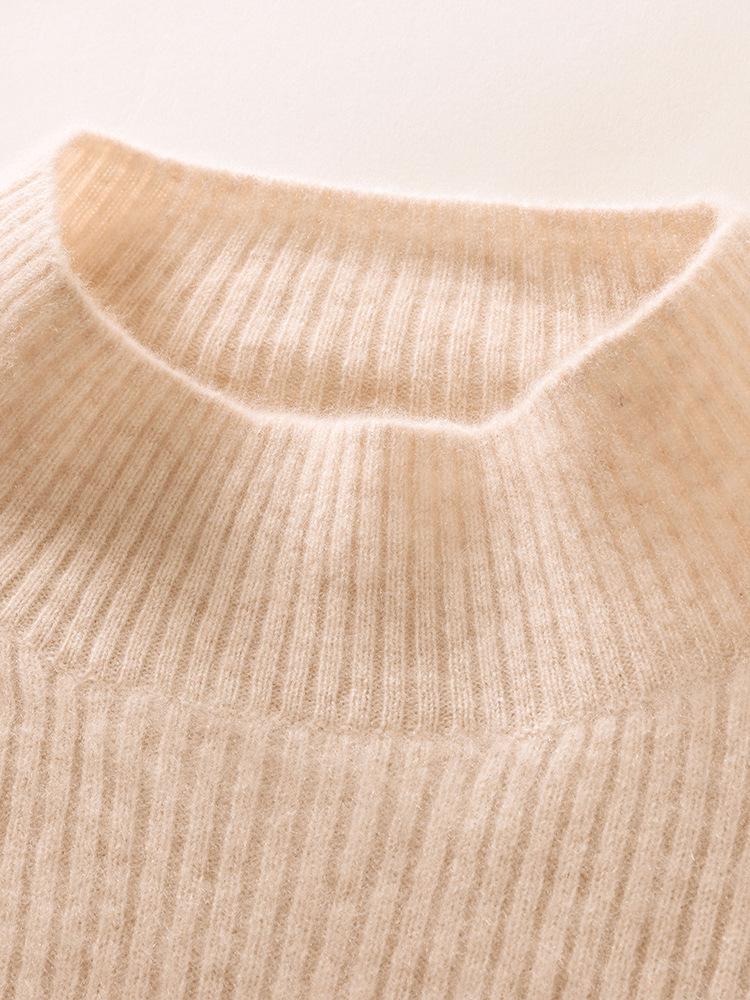 Women's Half-High Neck Cashmere Sweater: Cozy, Stylish, Seamless Knit Pullover for Fall & Winter