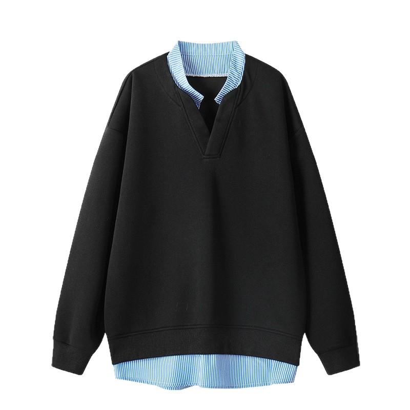 Fake Two V-neck Sweater Men's Autumn Loose Plus-size College Jacket