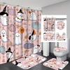 Halloween Ghost 3D Printed Waterproof Shower Curtain Set, 4-Piece Polyester Bathroom Decor