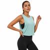 Top de antrenament crop pentru femei, Croială largă, Fără mâneci, Tricou sport, Top moale, fluid pentru sală, cu nod