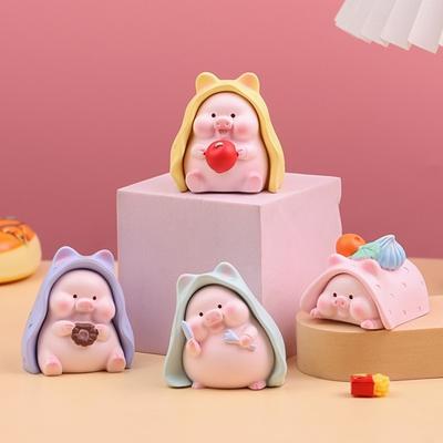 Pig Figurine Non-slip Anti-Scratch Collectible Base Lightfast Fadeless Shatter-proof Desktop Resin Blanket Pig Figurine Car Supply
