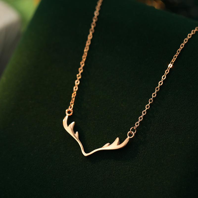 Banyan Baum S925 Silber Koreanischer Waldstil Elch Anhänger Halskette für Frauen