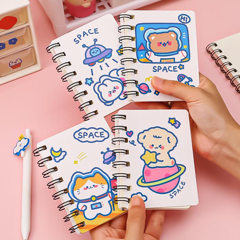 A7 Cute Cartoon Astronaut Pocket Notebook with Sticky Notes