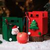 Christmas Felt Gift Bags, Santa Tree Patterned Handheld Bags, Festive Xmas Candy Cookie Treat Bags for Party Favors Decor