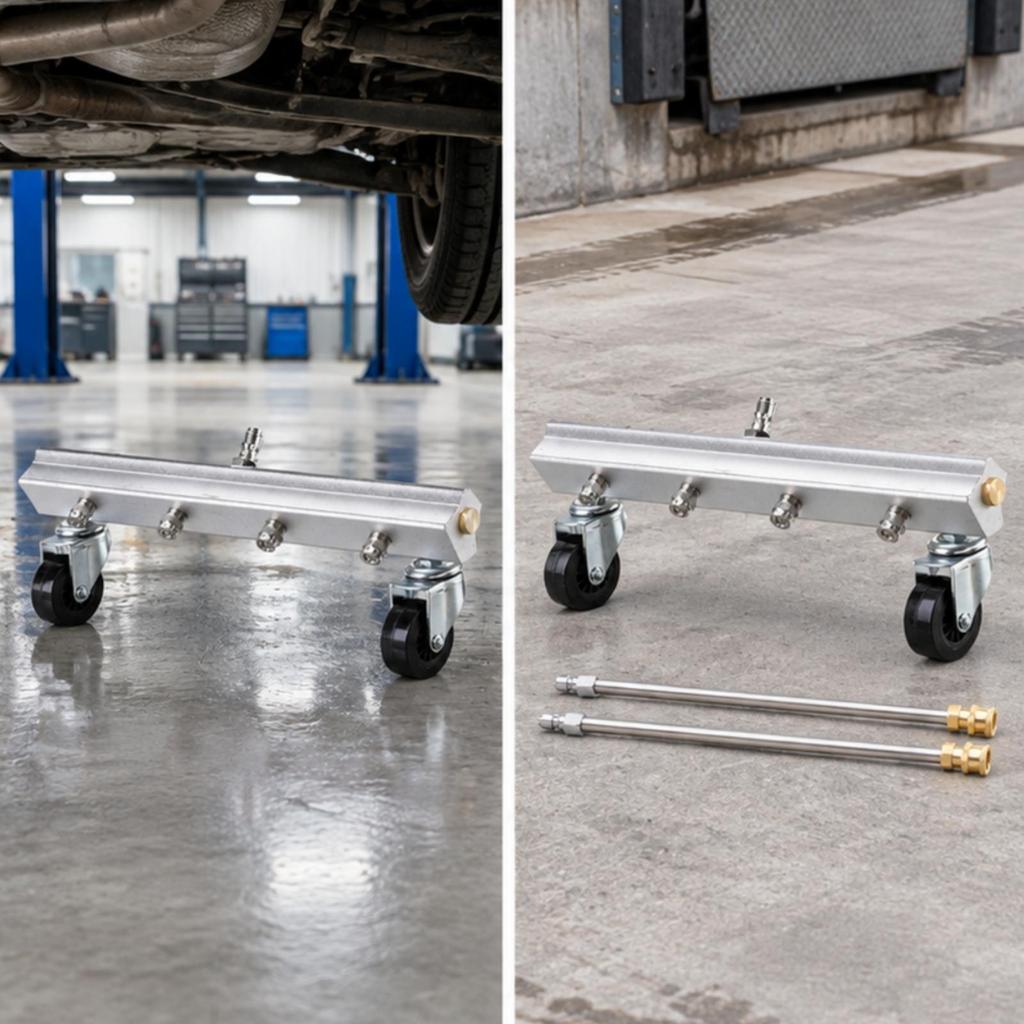 Stainless Steel Pressure Washer Attachment with Extension Rods QuickCoupling Wheels MultiNozzle