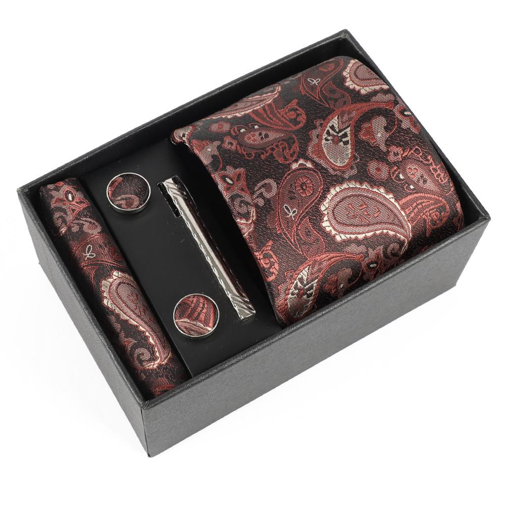 Heren Paisley Jacquard Stropdas met Cadeaubox - Elegante 8CM Cashew Design