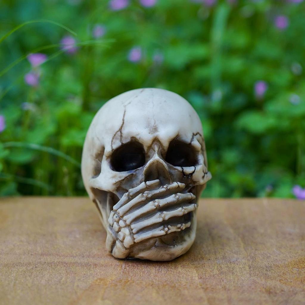 Skulls Figurine No Evil Resin Human Skull Statue Head Sculptures Skull Collectible Halloween Funny Skull Home Decor