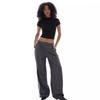 Womens Striped Straight Leg Low Waist Casual Trousers Commute Office Style