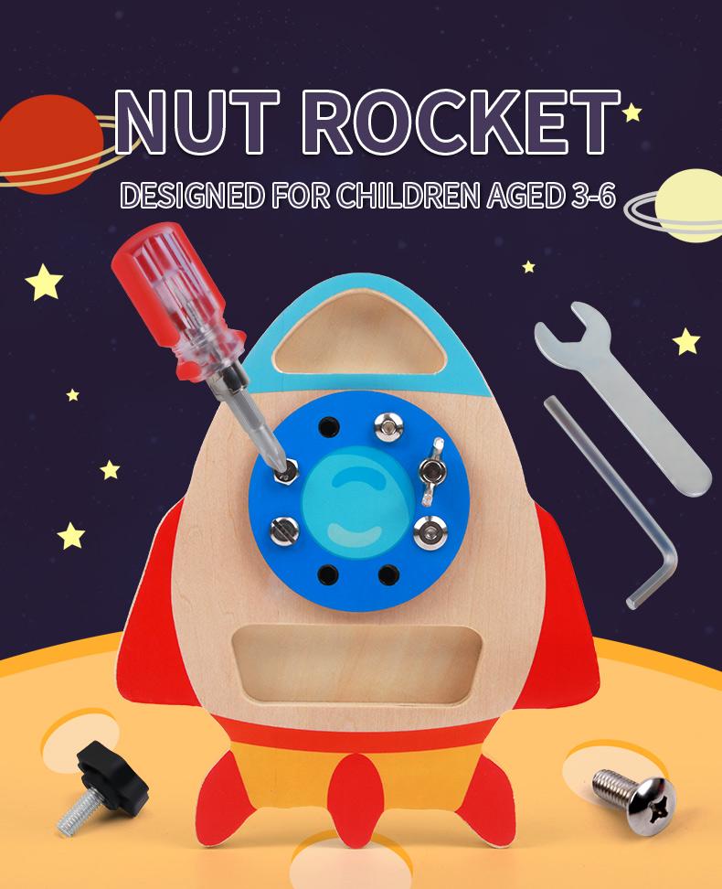 Montessori Screw Busy Board Wooden Toys DIY Parish Play Skills Learning Fine Motor Training Nut Screw Disassembly Game Kids Toys