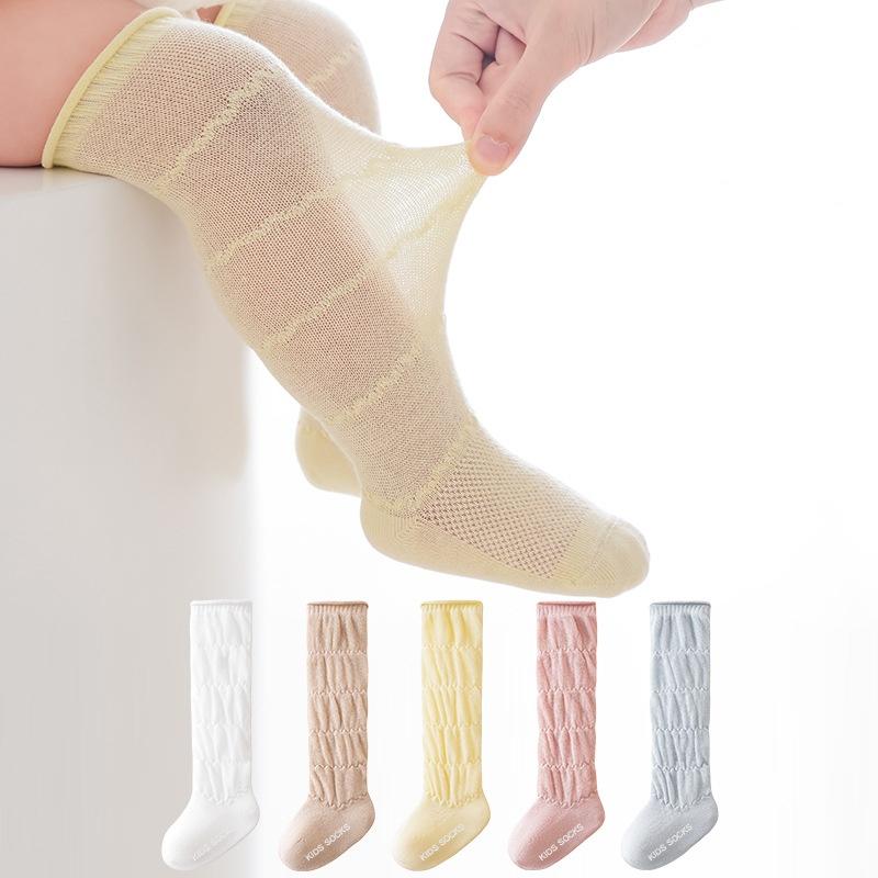 5 Pairs/lot Kids Hollow Out Long Socks Summer Thin Mesh Knee High Princess Sock Infant Toddler Cotton Boneless Socks 0-5 Years