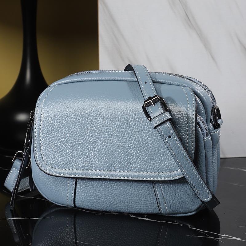 Маленькая женская сумка новая модная маленькая круглая сумка из натуральной кожи женская сумка через плечо женская сумка из воловьей кожи универсальная сумка на плечо синий 5498₽