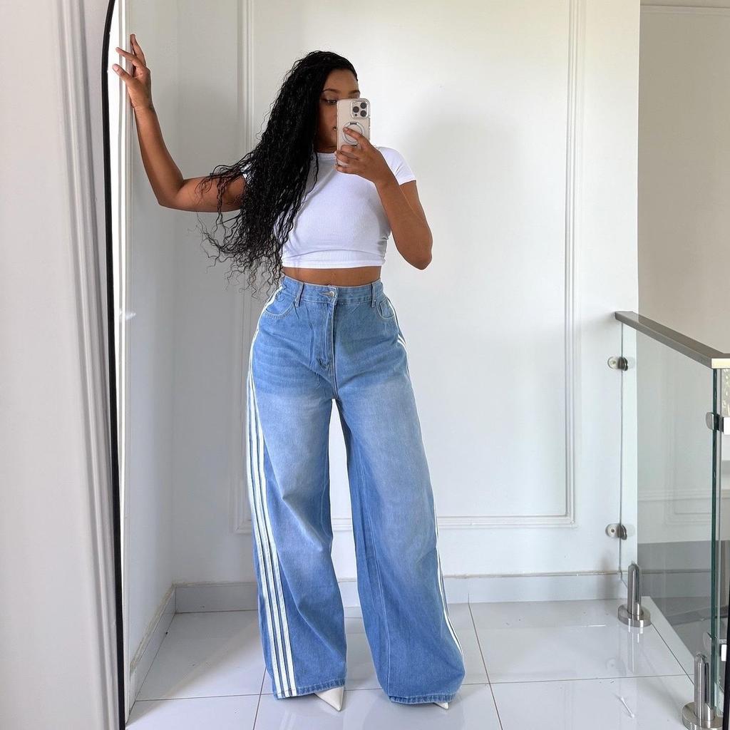 VIONA Y2K Baggy Jeans High Quality Striped Harajuku Sweatpants Hip Hop Streetwear Casual Mopping Wide Leg Denim
