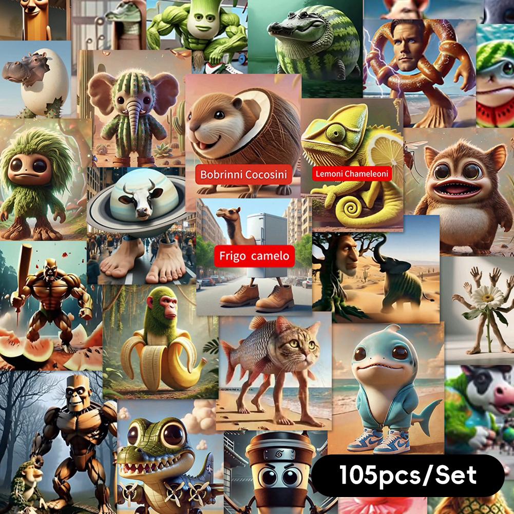 

105pcs Stickers Tralalero Tralala Tung Tung Tung Sahur DIY Craft Decoration Stickers