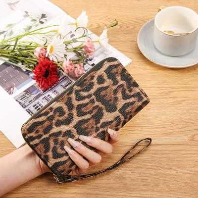 Damen Leopardenmuster Vintage Lange Geldbörse Clutch Münz-Kartenhalter