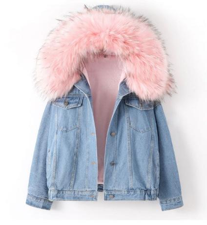 Damen Kapuzen-Jeansjacke mit langen Ärmeln Locker geschnitten Cropped Truckerjacke Koreanischer Pendlerstil Einreihiger Jean-Mantel