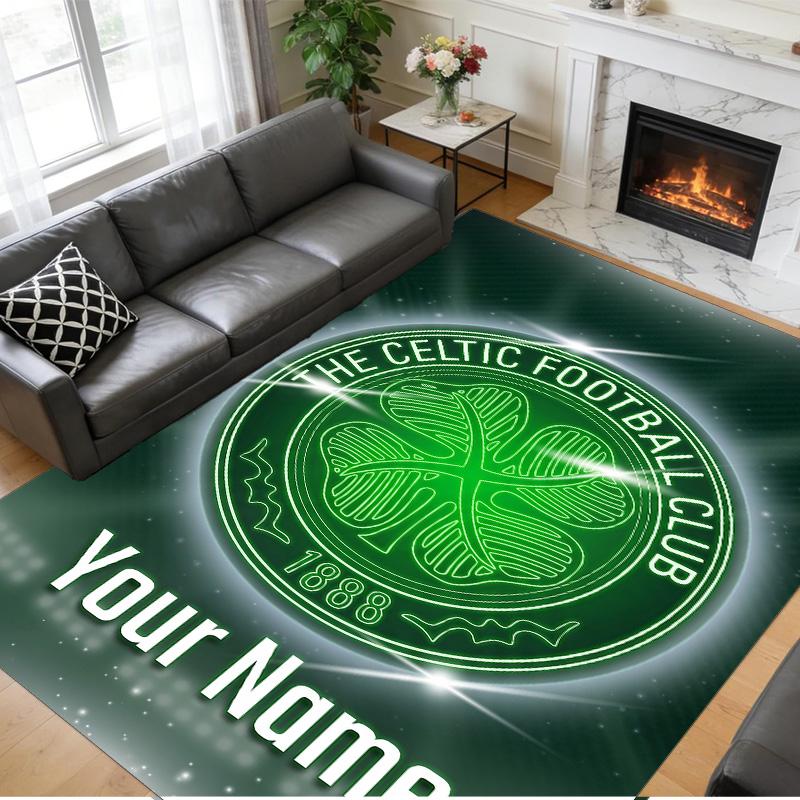 Crystal Velvet Rug Custom Name Text, Soft Non Slip Floor Mat Home DecorCeltic FC