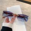 Prostokątne okulary przeciwsłoneczne bez oprawek dla kobiet mężczyzn Gangster 90s bezramowe odcienie Retro Vintage modne okulary z drewnianą ramką