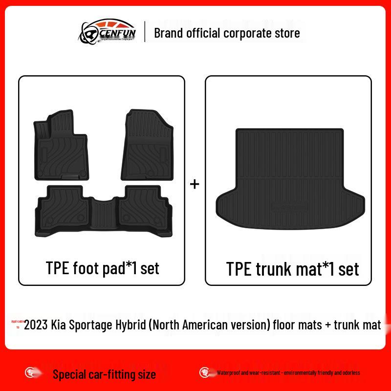 Eco-Friendly TPE Trunk & Floor Mats for 2023 Kia Sportage Hybrid - Wear-Resistant