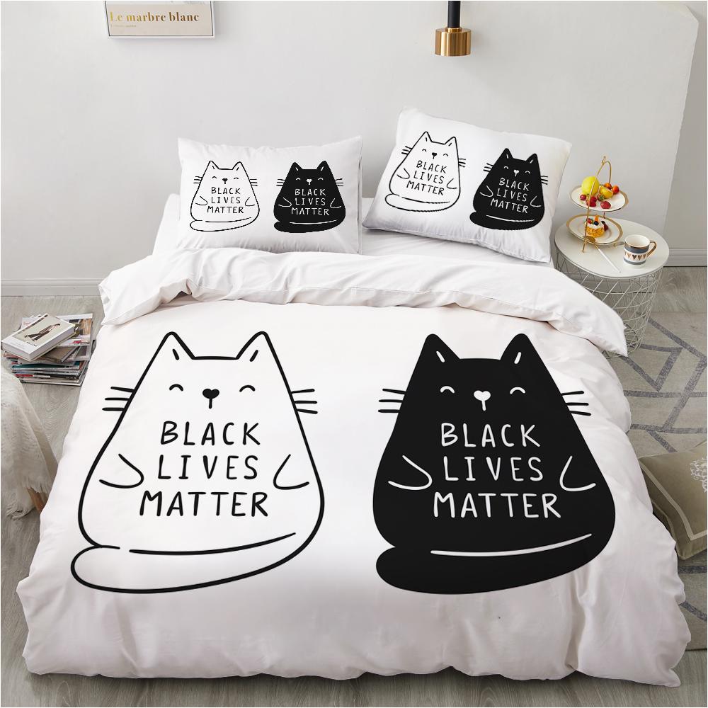 Animal Kitty King Queen Duvet Cover Lovely Pet Cat Bedding Set Cartoon Quilt Cover 2/3pcs Colorful Polyester Comforter Cover