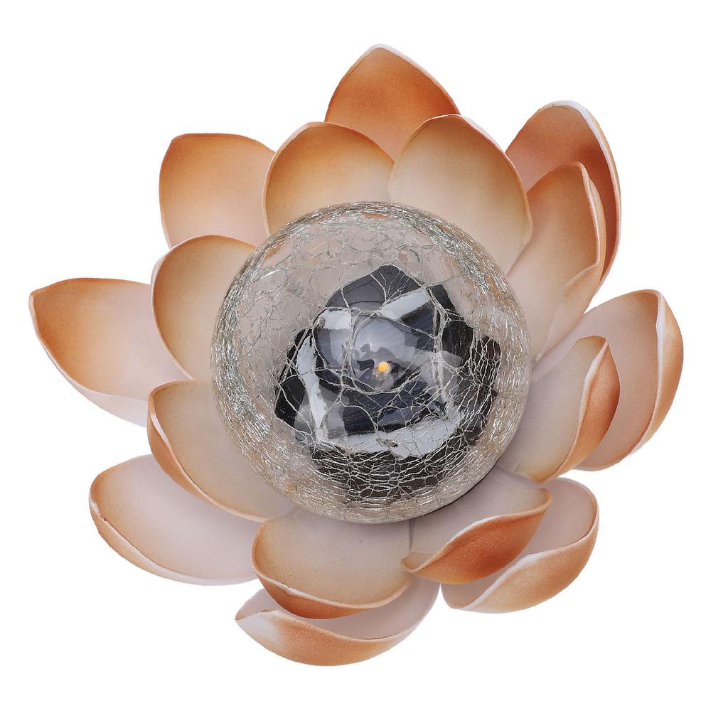 Solar Powered Amber Yard Light Cracked Glass Decorative Lamp Flower Garden Lamp For Outdoor