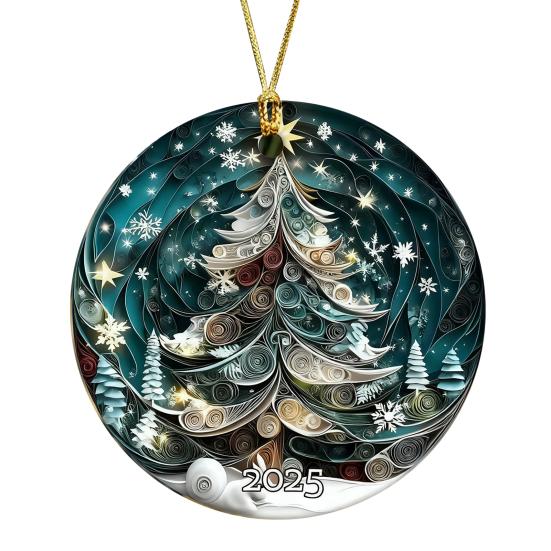 Dream Christmas Tree Ornament Sparkling Acrylic Hanging Decoration with Golden String Festive Keepsake Gift