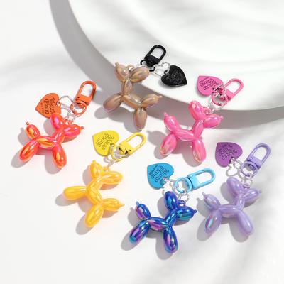 Creative Big Balloon Dog Heart Keychain for Women Girls Cute AB Colorful Acrylic Dog Keyring Phone Bag Charms Accessories Gifts
