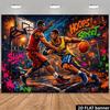 Street Basketball Photo Backdrop, Polyester Fabric, for Party Photo Booth Indoor Outdoor Decor
