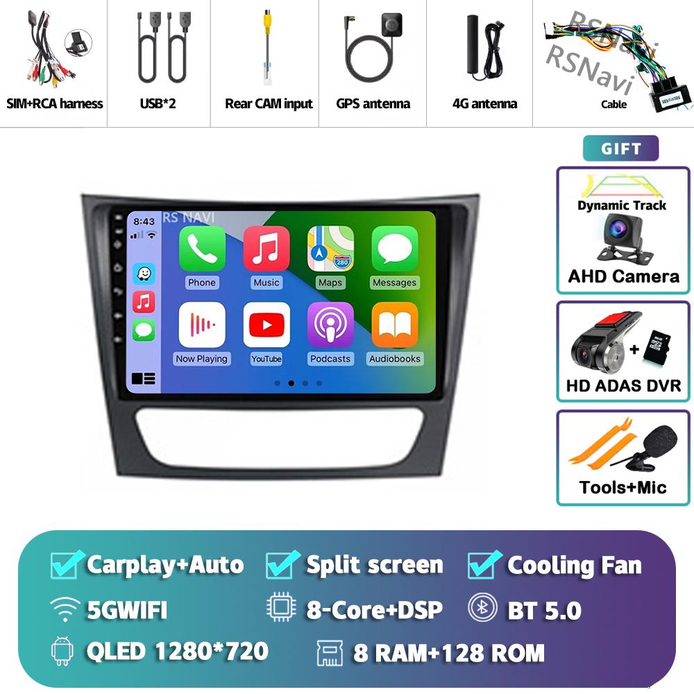Android 14 Carplay Auto For Benz W211 Car Radio Player Multimedia stereo Navigation 4G+WIFI Head Unit DVD AI Voice 360 Camera BT