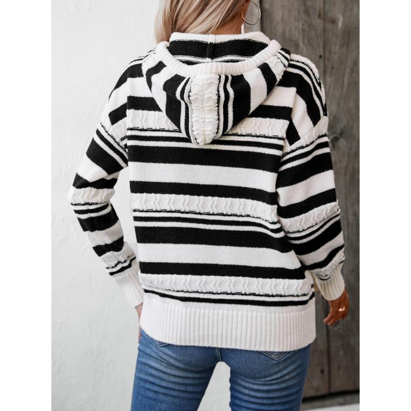 Женский осенне-зимний полосатый свитер европейского и американского производства — фото 9