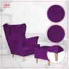 Fotel uszak ARI z podnóżkiem, skandynawski Family Meble fiolet śliwka