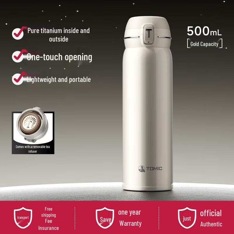 TOMIC Pure Titanium Pop-up Lid Portable Mug