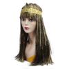 Neue Mode Ägyptische Königin Cosplay Perücke-Goldener Schlangenkopf Kopfschmuck Goldener Regenseide Schwarz Lang Gerade Synthetische Perücke