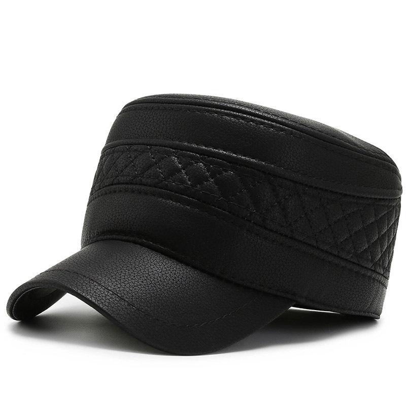 

Winter flat top hat thickened ear protector cotton hat men s warm and cold cap Adjustable